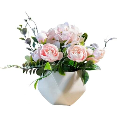 80% Hot Sale Simulation Potted Plants Realistic Fadeless Faux Silk Cloth Nordic Style Artificial Flower for Living Room