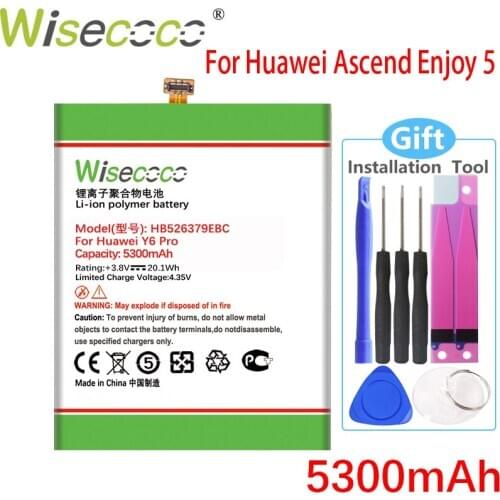 Wisecoco 5300mAh HB526379EBC Battery For Huawei Ascend Enjoy 5 Enjoy5 TIT-AL00 CL10 4C Pro/Y6 Pro Phone Latest Production