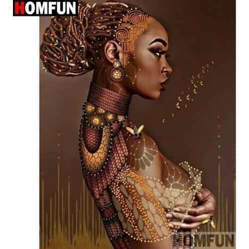 HOMFUN Full Square/Round Drill 5D DIY Diamond Painting "African beauty"3D Diamond Embroidery Cross Stitch Home Decor A20307