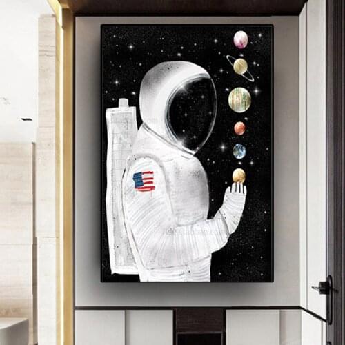 Astronaut Oil Painting Decorative Painting Canvas Universe Planet Moon Cuadros Decoracion Dormitorio Modern Home Decor Art