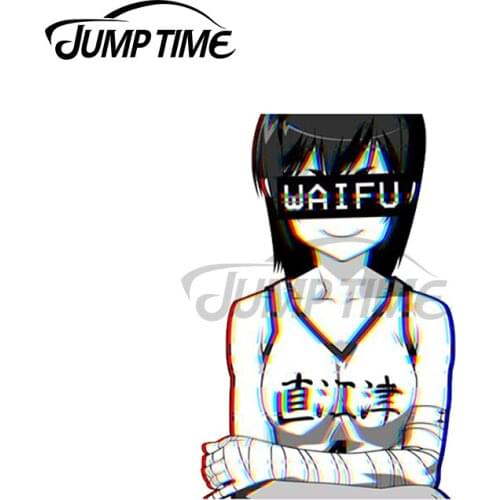 Jump Time 13 x 6.9cm For Kanbaru Waifu Auto Car Stickers and Decals Trunk Bumper Motorcycle JDM ATV Vinyl Decal Car Wrap