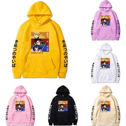 Demon Slayer Hoodie Japanese Anime Plus Size Sweatshirt Peripheral Mens Womens Fashion Casual Hoodie Kamado Tanjirou Pullover