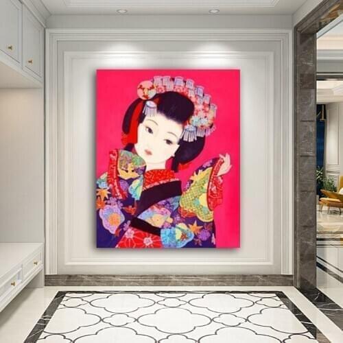 DIY colorings pictures by numbers with geisha painting picture drawing painting by numbers framed Home