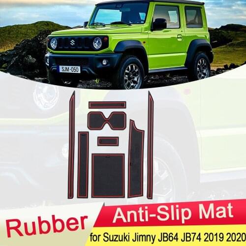 For Suzuki Jimny Sierra JB64 JB74 2019 2020 Rubber Anti-slip Mat Door Groove Cup Pad Gate Slot Cushion Coaster Car Accessories