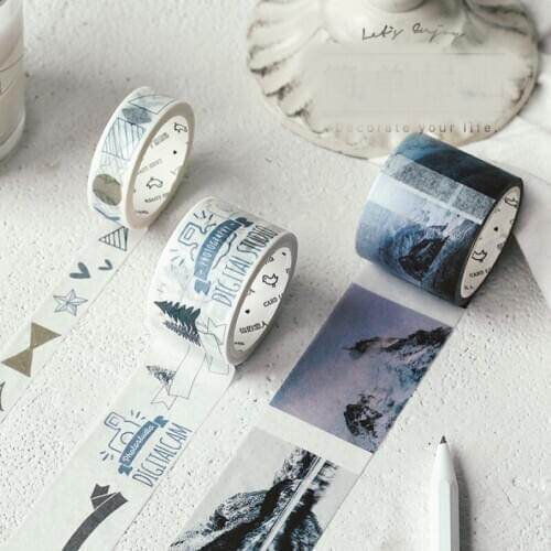 Europe Coffee Wide Washi Tape Adhesive Scrapbooking Sticker Design Of Scenery View DIY Hobby Crafts INS Style Diary Decoration