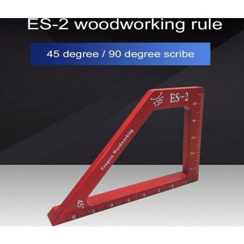 ES-2 90 Degree Measure Gauge Woodworking Scriber Right Trapezoid Precise Aluminum Alloy Professional 45-degree Measuring Gauge