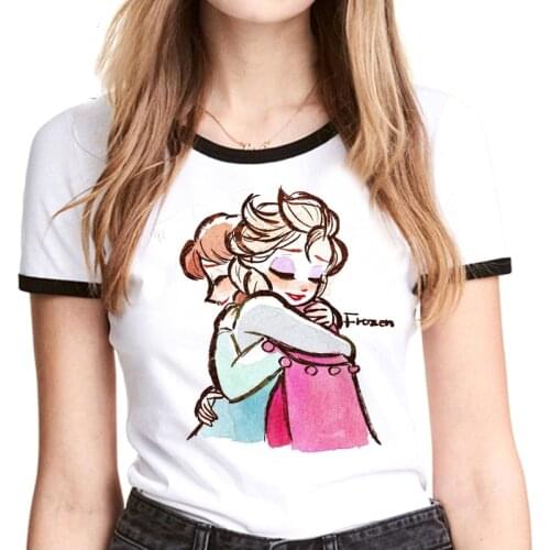 Kawaii Disney Princess T Shirt Women Cute Anime T-shirt Korean Style Cartoon Graphic Tee Unisex 90s Harajuku Tshirt Female