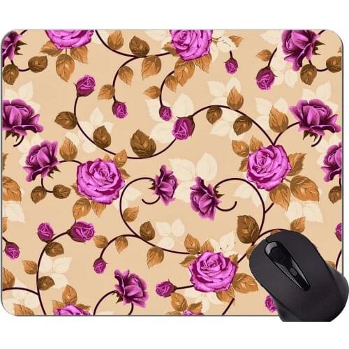 Gaming Mouse Mat,Leaves rose material art flower -Stitched Edges