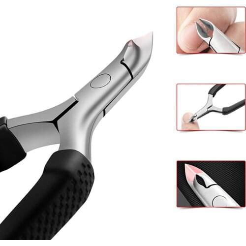 1PC Cuticle Nipper Cutter Stainless Steel Nail Tools Cuticle Remover Silicone Handle Manicure Professional Accessories