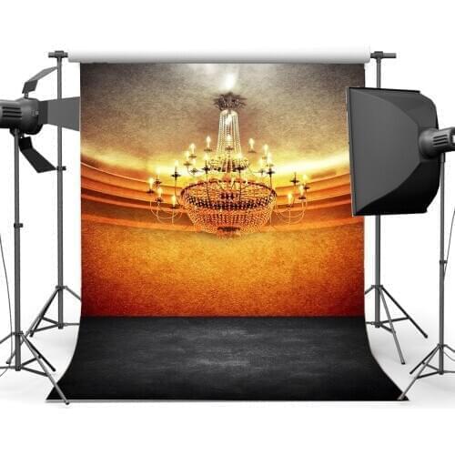 Interior Crystal Chandelier Backdrop European Style Solid Grunge Blurry Wallpaper Gloomy Concrete Floor Photography Background