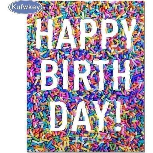Happy birth day Painting Full square round DIY 5D Diamond Painting cross stitch kit mosaic embroidery Nordic Posters