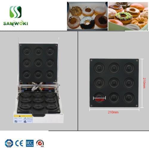 Commercial 110V 220V 9pcs Automatic Doughnut baker Cake Waffle Shape maker machine Electric Yeast Donut maker Machine Mold Oven