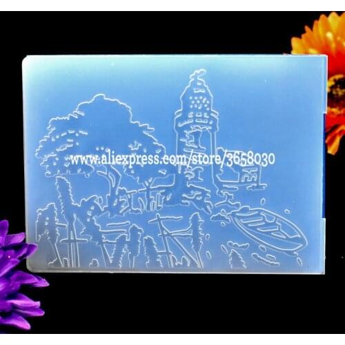 Lighthouse Ship Tree Plastic Embossing Folder For Scrapbook DIY Album Card Tool Plastic Template 10.5x14.5cm 8070713
