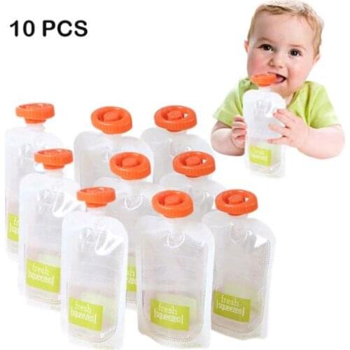 BPA Free Baby Food Storage Bags Make Organic Food Fresh For Newborn Toddler Squeeze Fruit10pcs Lot baby food feeder set