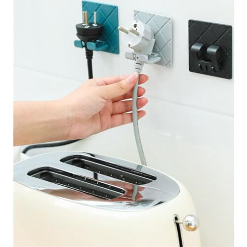 Multi-purpose Hooks Strong Adhesive Power Plug Socket Hanger Holder Wall Hanging Hook Folding Kitchen Bathroom Storage Hook Rack