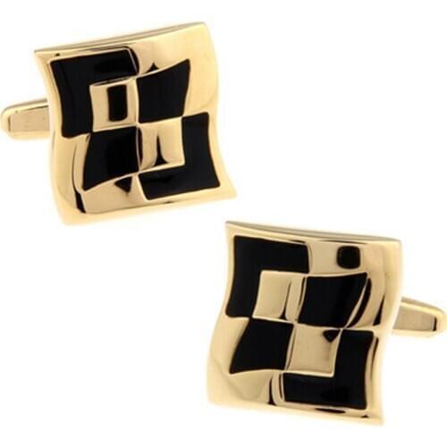 Fashion Gold Color Cufflinks Black Enamel French Cuff Links Classic Mens Jewelry Daily Business Shirt Accessories
