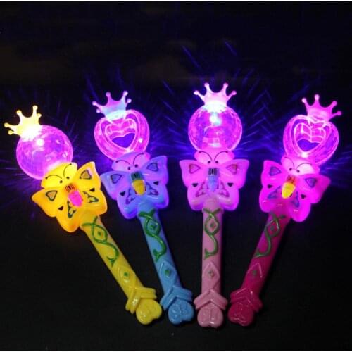 Cartoon Butterfly LED Luminous Stick Magic Projection Wand Kids Toy Party Props birthday gifts