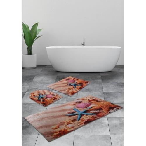Bonny Home Sandy Beach 70x120 + 60x80 + 40x45 cm Large Size pcs set Bath Mat toilet seat Pad