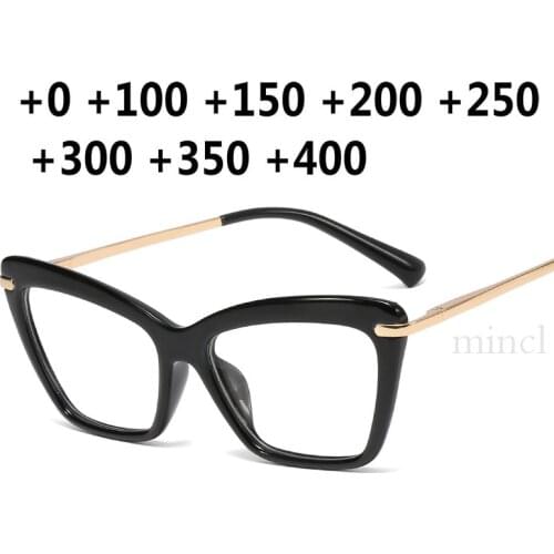 MINCL/ Women Luxury Crystal Frame Cat Comfortable Reading Glasses Presbyopia 0.5 1.0 1.5 2.0 2.5 3.0 3.5 4.0 Diopter NX