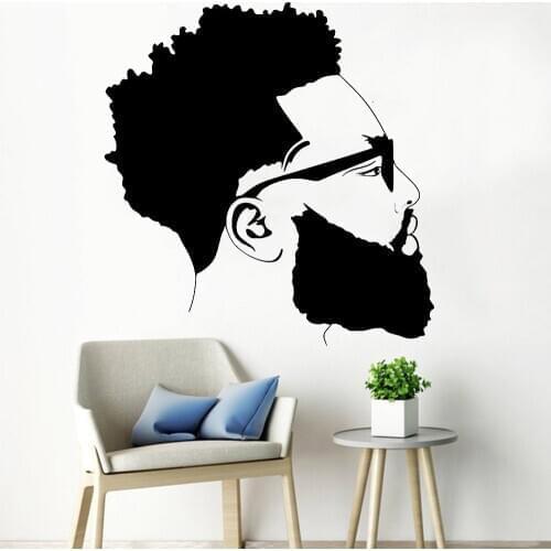 Barber Store Wall Stickers Fashion Mens beard Shop Vinyl Window Wall Decals Removable Home Decoration Beauty Hair Salon Y910