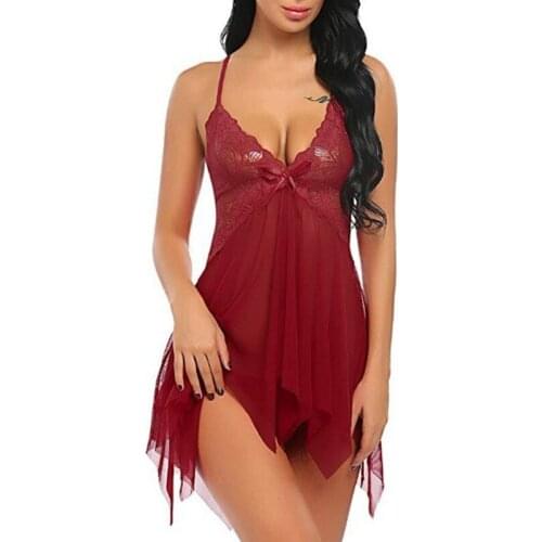 Sexy Suspender Skirt Nightwear 2021 New Fashion Underwear European And American Hot Style Lace Hem Irregular Mesh Front Slit