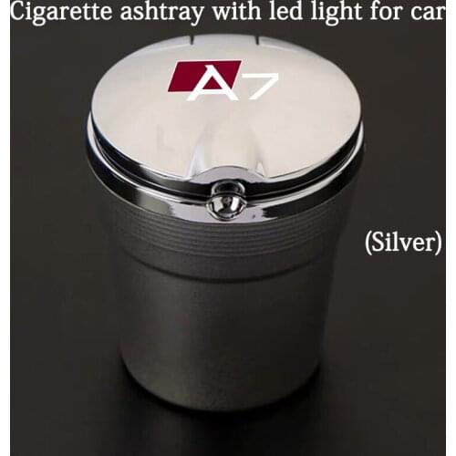 Suitable for Audi A7 accessories car ashtray with blue LED Night Light, a variety of metal style logo