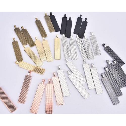 Fashion 10x50mm Cameo Rectangle Bezels Blank Pendant Base Setting For Jewelry Making Accessories Supplies