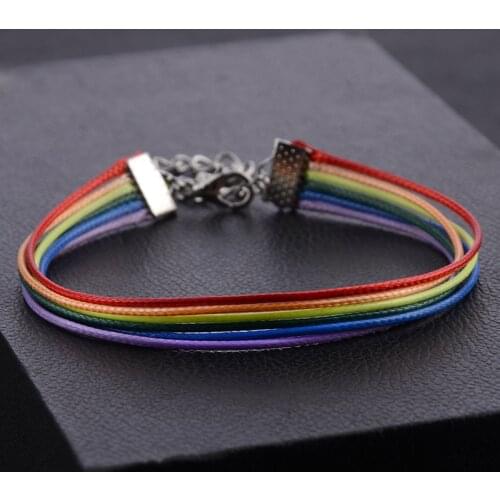 Rainbow Lesbian Pride Gay Pride Woven Braided Rope String Strand Friendship Bracelet Exquisite Wristlet Lgbt Bracelet