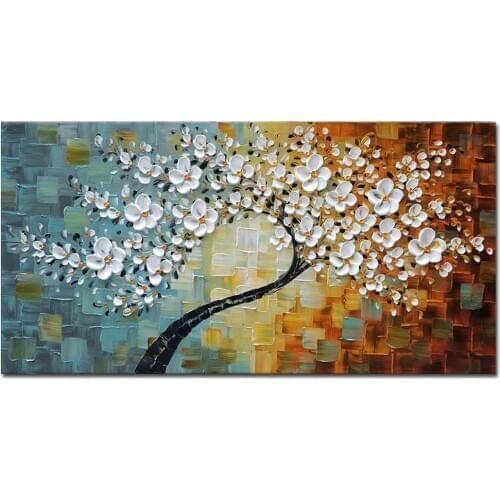 Hand Painted Contemporary Art for Living Room Oil Painting On Canvas Texture Palette Knife Tree Paintings Home Wall Art