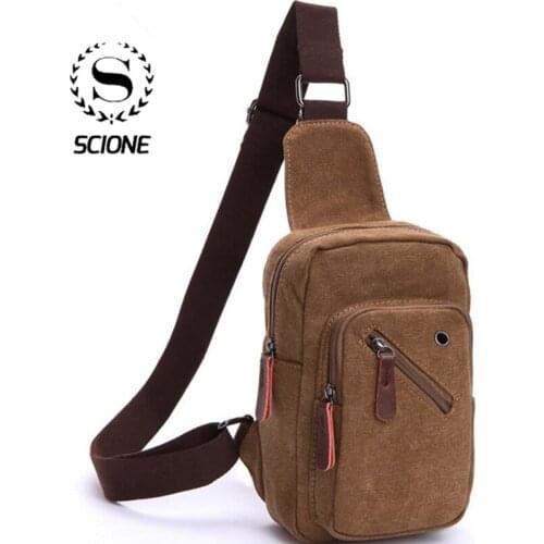 Scione Canvas Mens Chest Bag 2020 New Casual Mens Bag Sports Outdoor Cycling Fashion Chest Bag