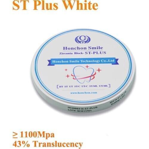 ST-PLUS 98*10mm CAD/CAM dental zirconia blank High Strength Super 43% Translucency/ zirconia block