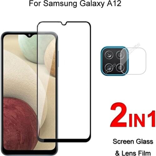 Full Cover Glass For Samsung Galaxy A12 Screen Protector Protective Tempered Glass Explosion Proof & Camera Lens Film