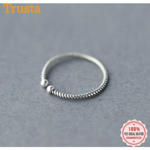 Trusta Womenss 925 Sterling Thai Silver Fashion Jewelry Cute Twist Cocktail Ring Sizable 5 6 7 Girls Kids Xmas Gift DS252