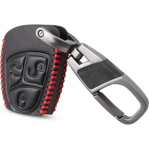 VCiiC 3/4 Button Genuine Leather Men Car Key Bag Case Cover Key Holder Chain For Mercedes Benz AMG A B C E S ML SL SLK CLK Class