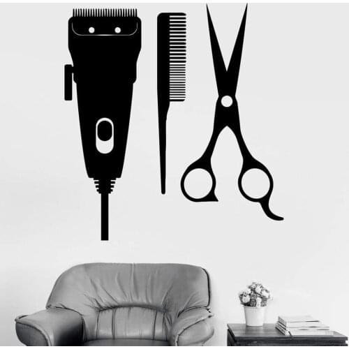 BarberShop Sign Vinyl Wall Decal Barber Tools Hair Salon Hairdresser Stylist Wall Window Stickers Removable Art Mural Decor N48