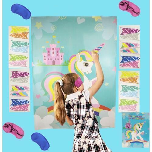 WEIGAO Unicorn Birthday Favors Games Pin The Horn on the Unicorn Kids Birthday Party Decoration Party Supplies Gifts Games