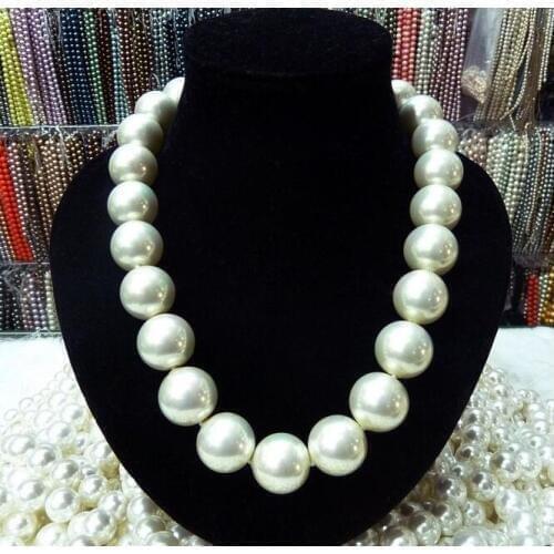 Woman classic jewelry 18MM 20mm White round bead Natural SOUTH SEA SHELL PEARL NECKLACE JEWELRY 18'' 45cm