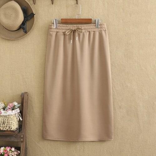 Plus Size Pants For Women Elastic Waist Frenulum Medium And Long Knee Skirt Bottom Skirt With Back Slit Large Size In Summer