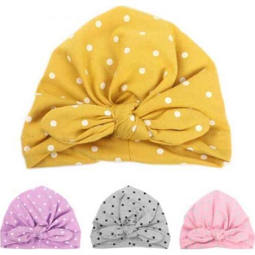 Sweet Dot Baby Girl Hat with Bow Candy Color Baby Turban Cap for Girls Elastic Infant Accessories 1 PC