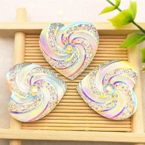 10pcs 30MM White AB Color Heart Shaped Resin Rhinestone for Jewelry DIY Wedding Decoration Rhinestones for Crafts