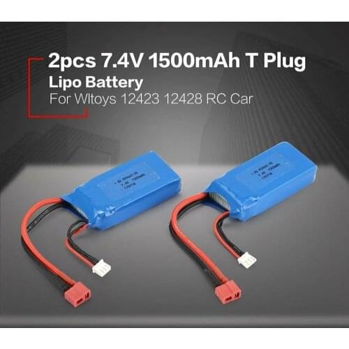 2pcs/set 7.4V 1500mAh Lipo Battery 12423 12428 For Wltoys 12423 12428 Crawler Car Battery 1500 mah 7.4 V Lithium battery