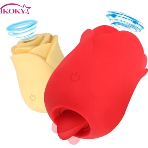 2 In 1 Tongue Lick Vibrator Sucker Vibrator For Women Nipple Sucker Oral Licking Clitoris Stimulation Rose Like Sex Toys