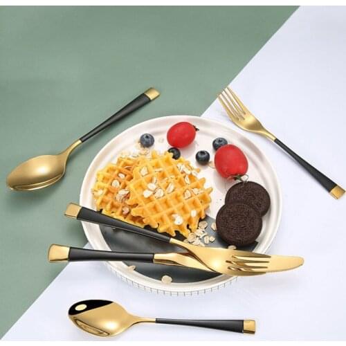 4 Piece Stainless Steel Cutlery Set Double Line Knife Spoon Western Food Fork Creative Western Tableware Steak Knife Fork Spoon