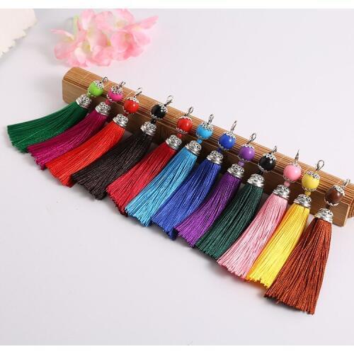 5pcs/lot Hot Cotton Silk Tassels for Key Ring Earrings Beads Charm Pendant Tassel With Lobster Clasp DIY Jewelry Making Findings