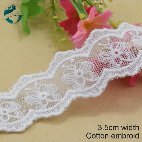 5yards 3.5cm wide Cotton embroid lace sewing ribbon guipure trims fabric warp knitting DIY dolls Accessories wedding lace#3884