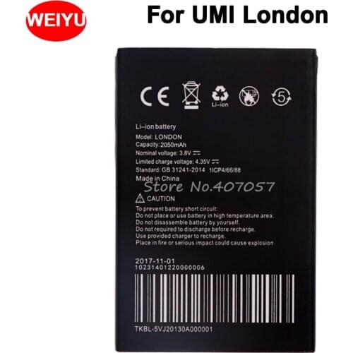 For UMI London Battery 2050mAh Batterie Bateria Accumulator AKKU