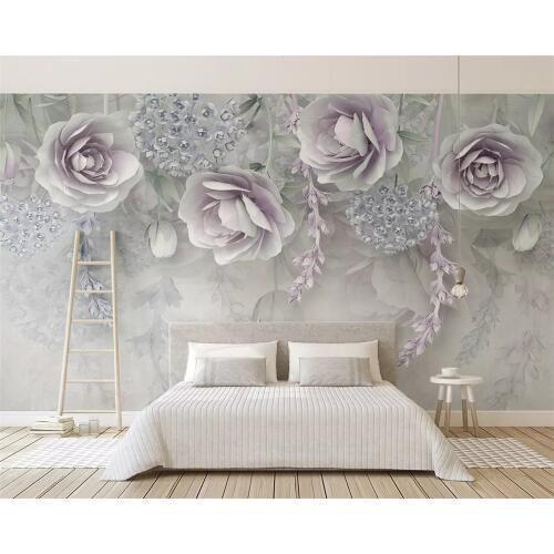 Beibehang Customized 2020 new lavender flower 3D embossed TV background wallpaper papel de parede 3d wall papers home decor