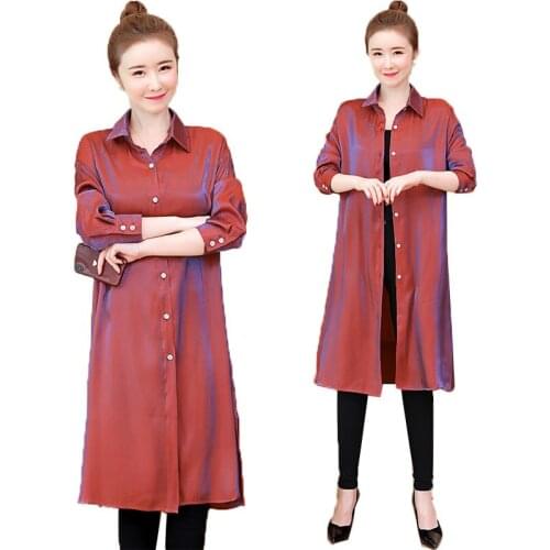Women Blouses 2021Female Spring Autumn Large size L-5XL Fashion Shirt Long Sleeve Tops Loose Blaus Ladies 2 Colors Overcoat C827