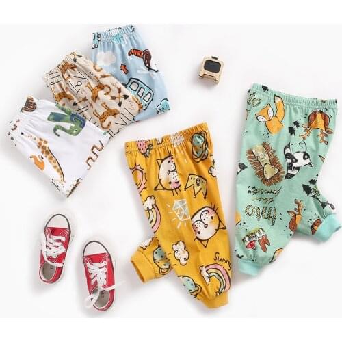0-4T Toddler Kid Baby Boys Girls Clothes Cartoon Print Loose Pants Cute Sweet Cotton Trousers Infant Clothing Home wear