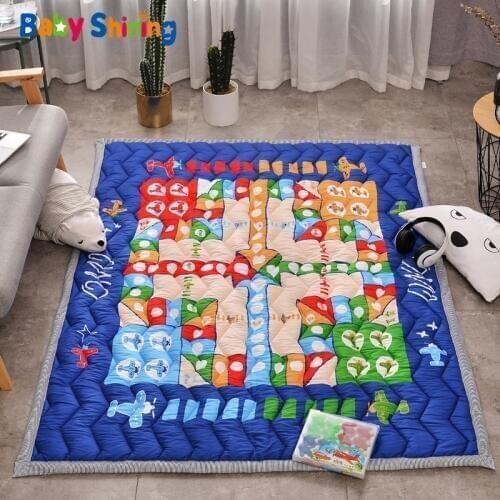 Baby Shining Baby Play Mat Cotton Playmat for Child 2cm Thick Non-slip Kids Rug 140*200cm Children Game Carpet Machine Washable